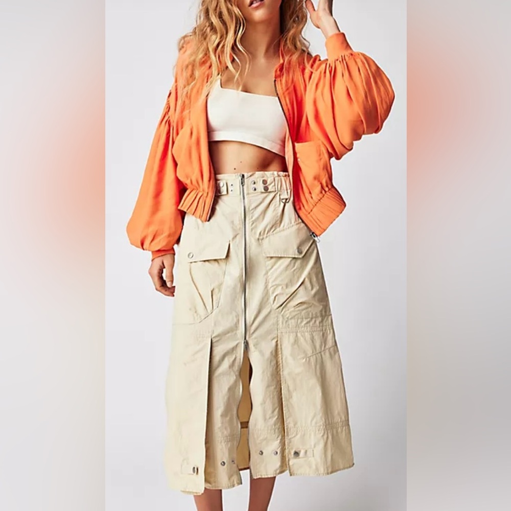 Free People bomber jacket with balloon sleeves